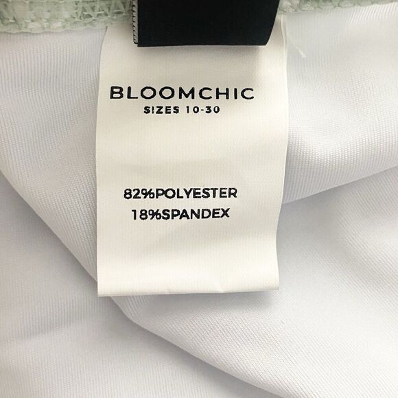 Bloomchic Women Size 26 High Waist Bikini Swim Bottom Polka Dot Sage Green White - Picture 7 of 7